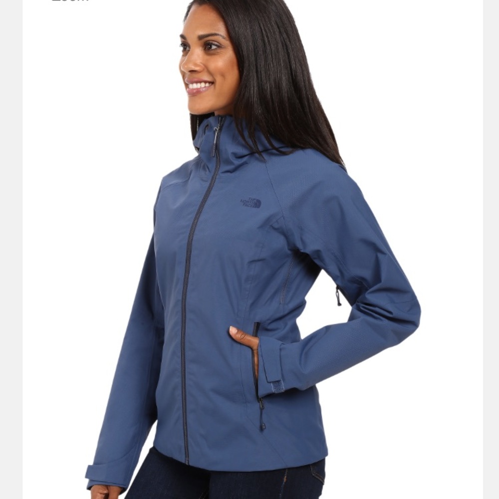 North Face navy blue rain jacket